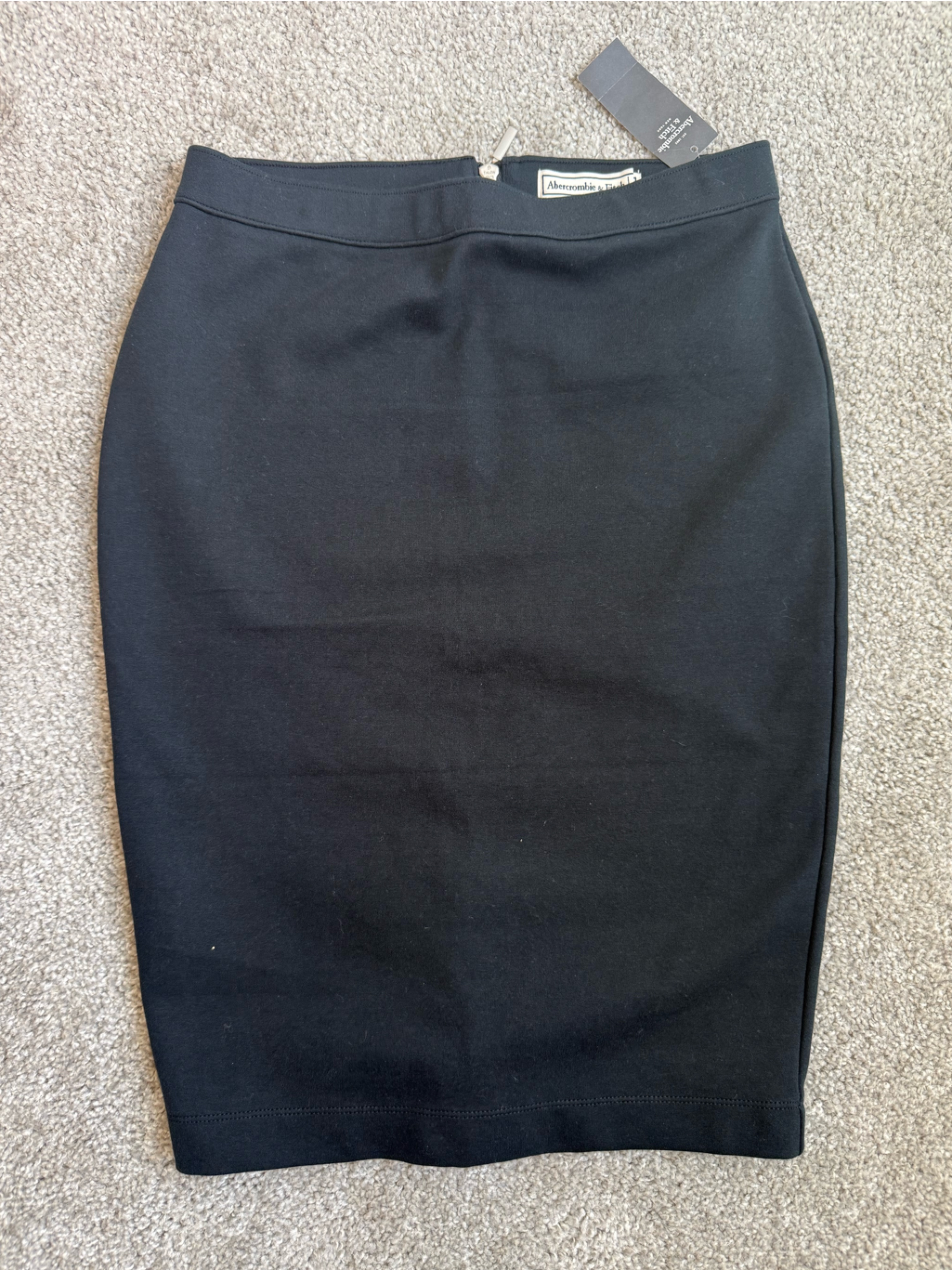 Abercrombie & Fitch Black Cotton Blend High-Waist Zip Pencil Skirt Nwt